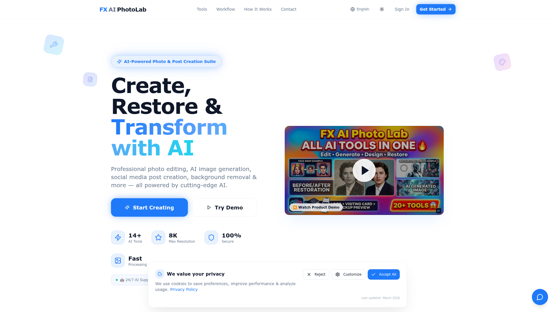FX AI PhotoLab live website preview