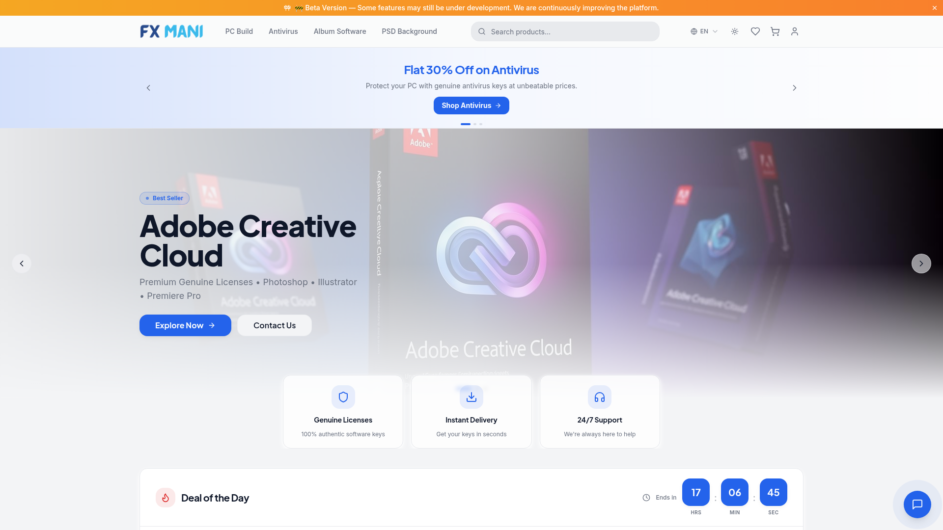 FX Mani Store live website preview