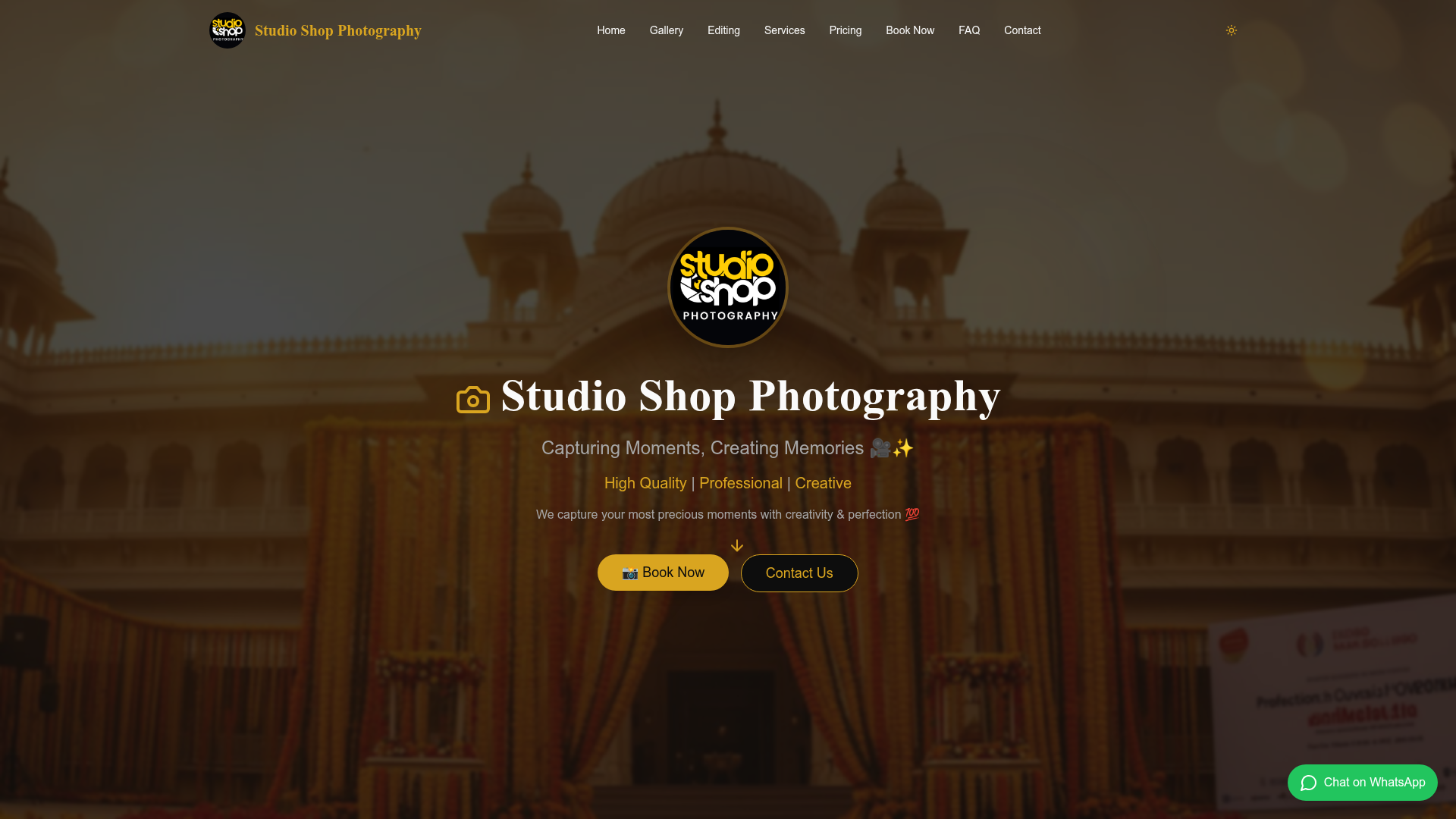 Studio Shop Photography live website preview
